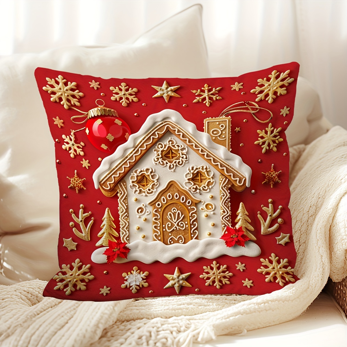

17.7" Christmas - Snowmen & , Zippered Cushion For Sofa And Bedroom Decor, , Christmas Decor