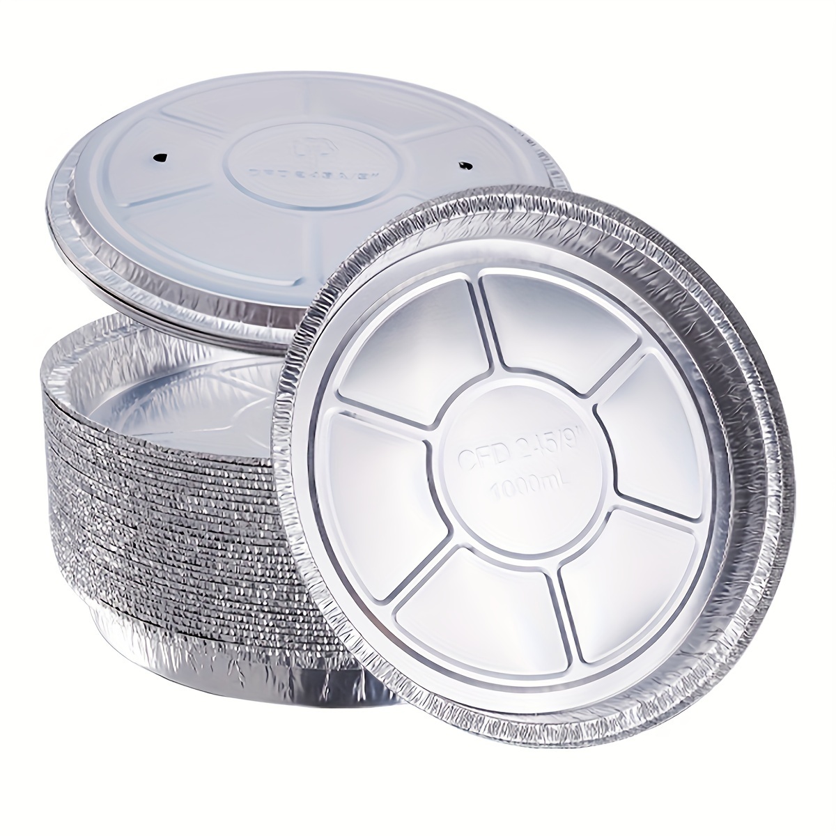 20pcs Silvery Round Aluminum Foil Pans with Lids Extra Large  Baking Trays for Cakes More Chemical-* Essentials