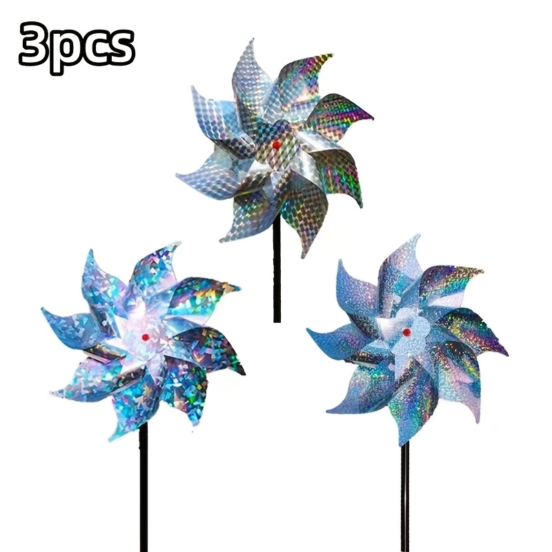 E-shop 3er-Set reflektierende, drehbare Windmühlen, die Licht und Schatten und Dynamik , um Vogelstörungen zu reduzieren, geeignet für Höfe, Terrassen
