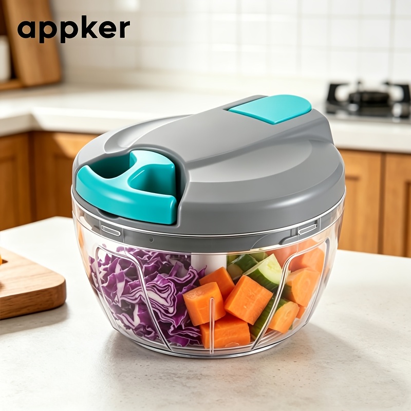 TEMU Appker Manual Vegetable Chopper, Multifunctional Garlic Mincer Press, Hand Pull Food Processor, Household Onion Grinder Grater For Kitchen