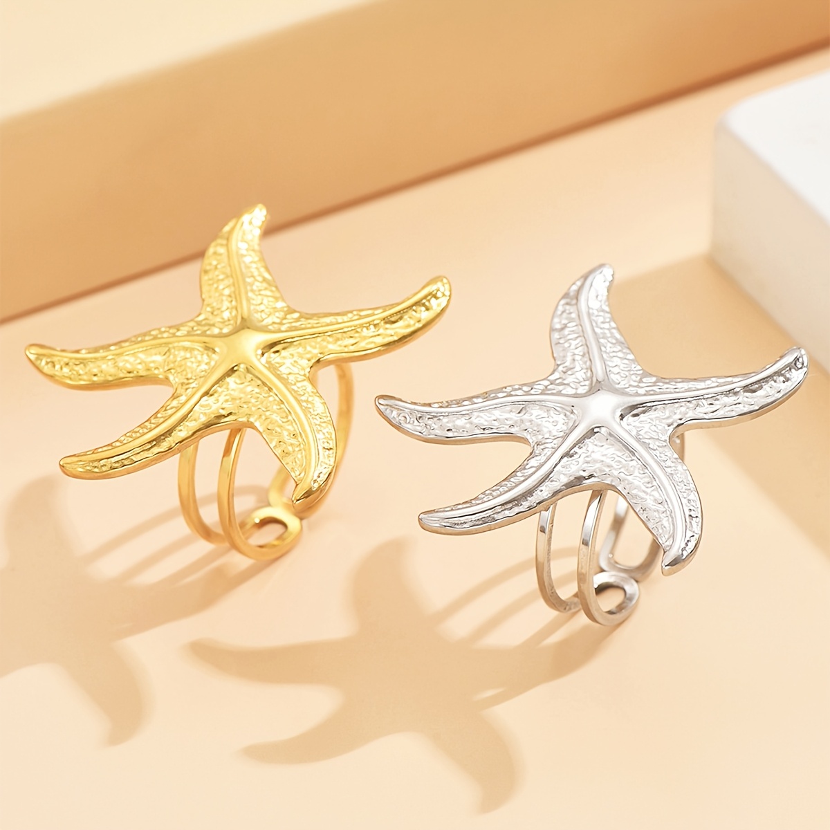 Nautical Starfish Shaped Open Ring for Teenagers
