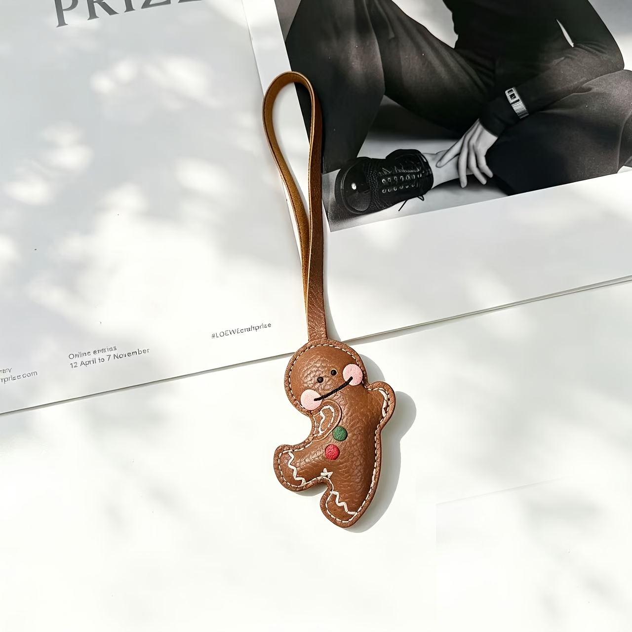 TEMU Retro Gingerbread Man Pendant Hand Sewing Blush Keychain Bag Charm Cute Christmas Decor Backpack Accessory Niche Style Women' Small Pendant Gift