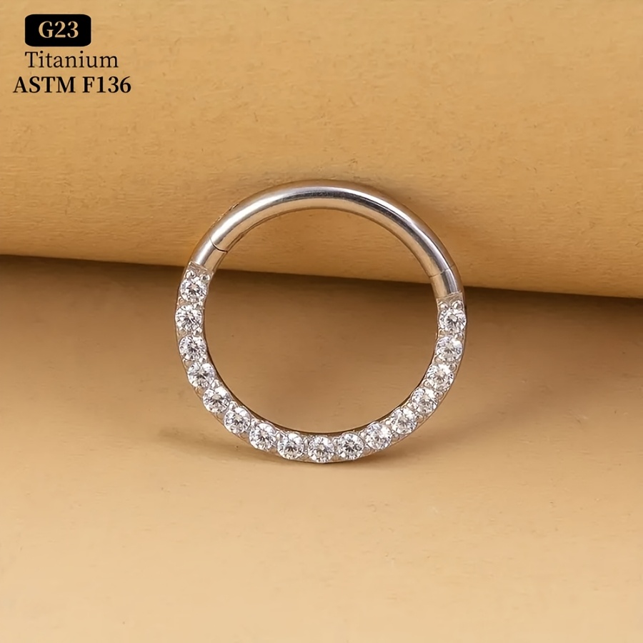 Image of 1pc G23 Titanium 16g Shiny Synthetic Zirconia Nose Ring Hinge Rattle Nose Ring Nose Septum Ring Ear Bone Daith Conch Ear Screen Ear Ring Body Piercing Jewelry