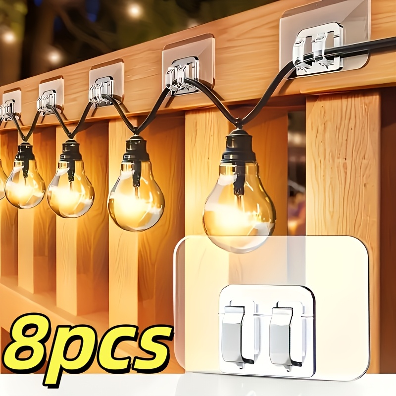 TEMU Outdoor String Light Hooks, With Adhesive Backing, Waterproof And Uv Resistant. Suitable For Holiday, Yard, Garden, And Balcony Decoration. Used