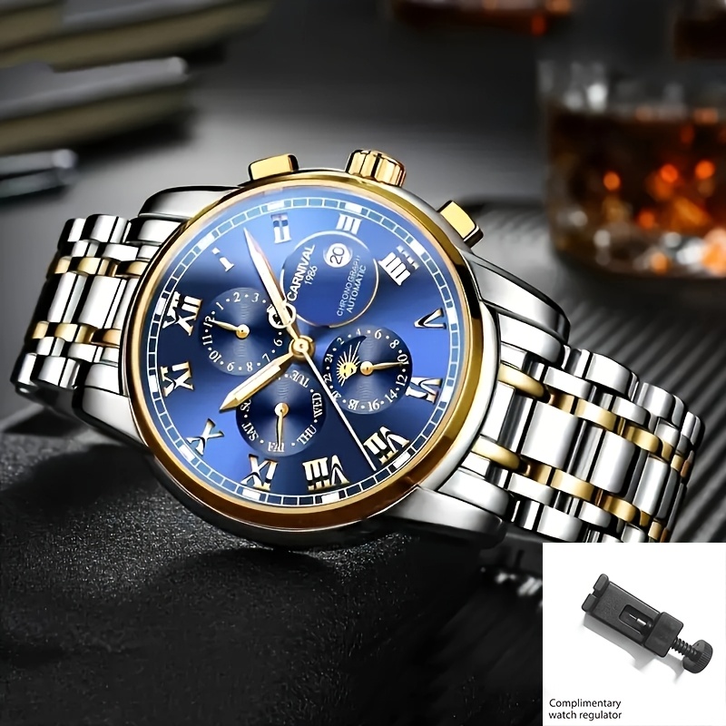 [] Multi-functional Men's Sports Watch, Waterproof Automatic Top-rotating Mechanical Watch Festival Gifts