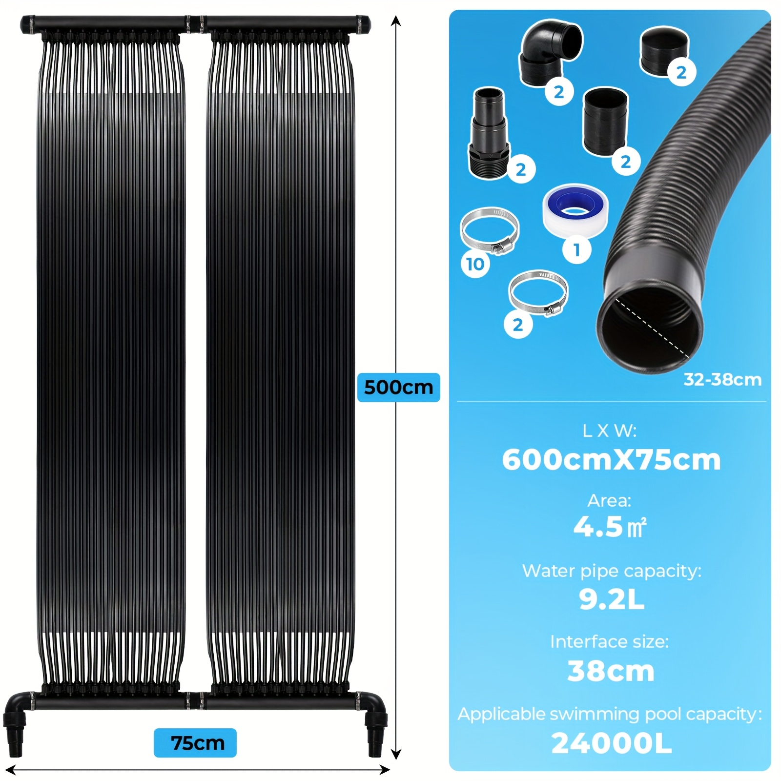 E-shop Solaranlagen ohne , Poolheizungen, Solarheizsysteme, erweiterbare Solaranlagen für Pools, mit starker Wärmesorption, aus PE-Material für