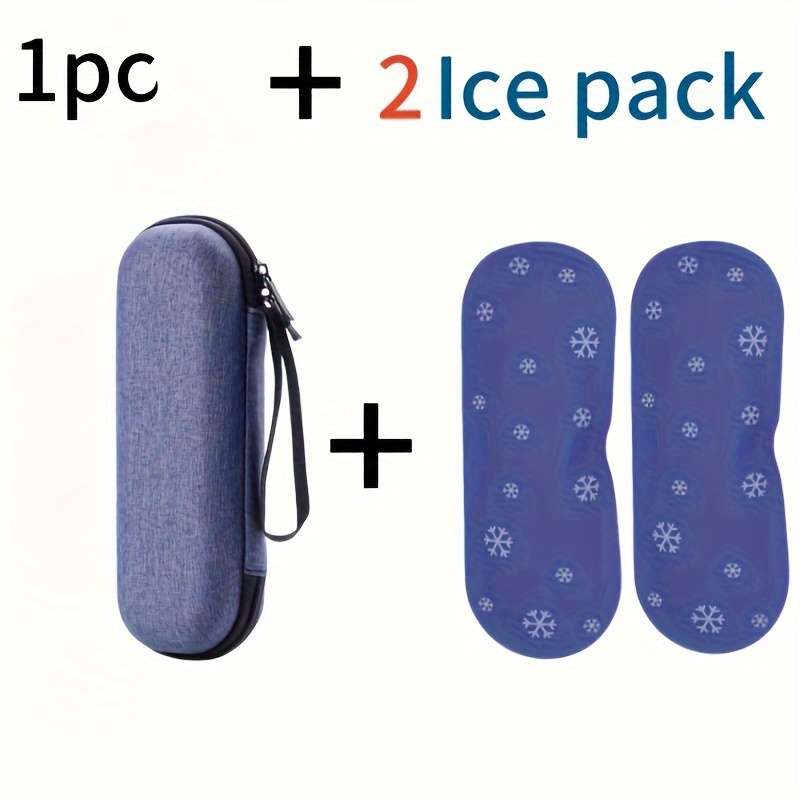 

1pc Portable Mini Insulin Cooler Bag & 2 Ice Packs - , Lightweight Eva Organizer With Design, Waterproof, Hand-washable For Outdoor Camping And , Blue, Accessories