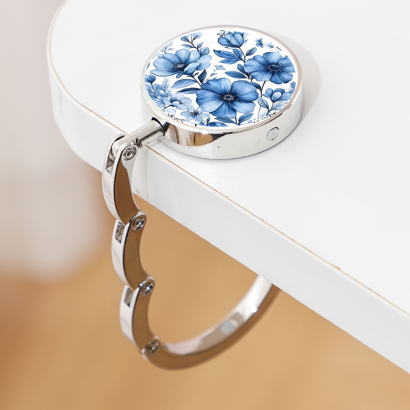 TEMU 2d Flat, 1pc Wallet Hook Stand, Desktop Bag Hanger Stand, Travel And Office Desktop Stand, Storage Bag Hook, Multiple Floral Patterns Available.