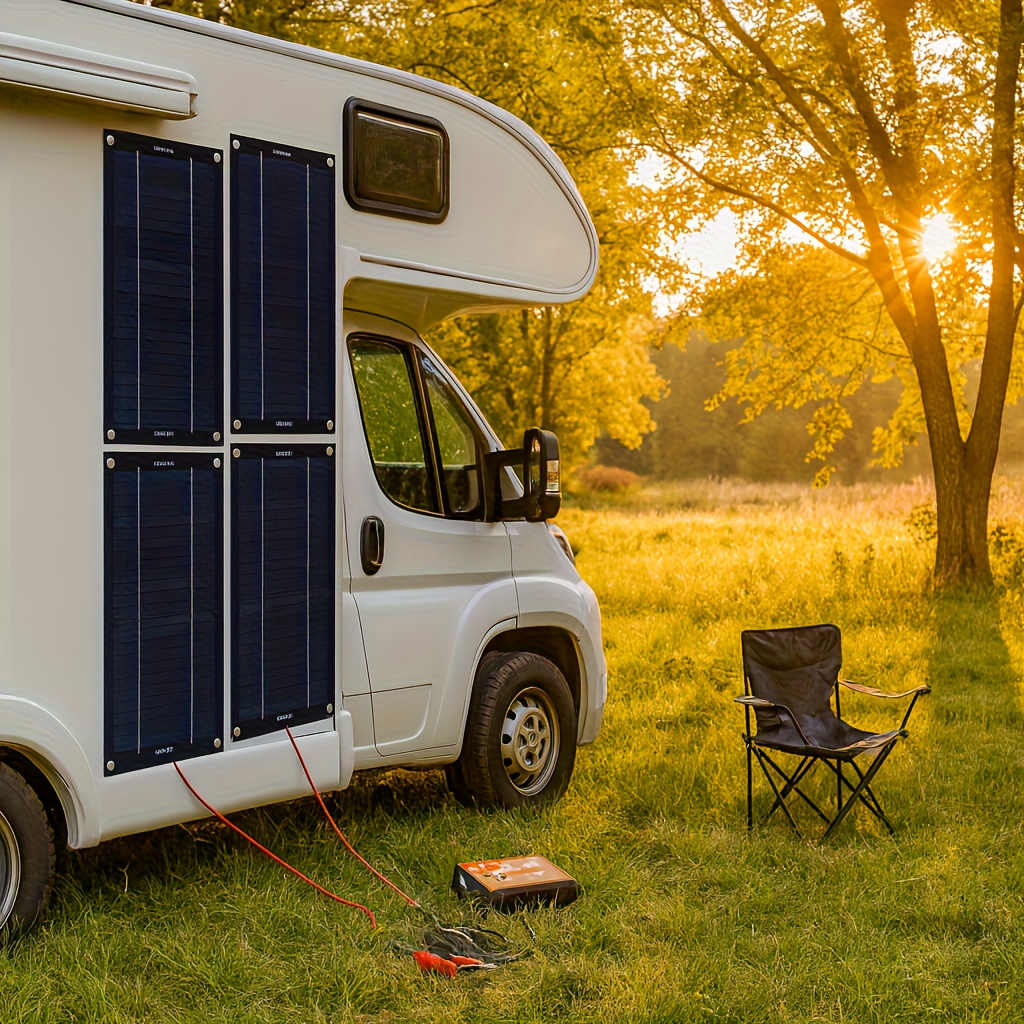 TEMU High-efficiency Monocrystalline Solar Panel Set With 100a Charge Controller, For Van Camping Boat Off-grid Use, Complete With All Accessories,