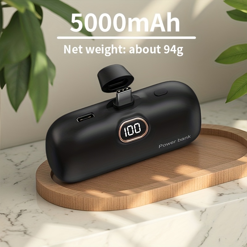 Image of Portable Charger, Compact Size, 5000mah Power Bank, Built-in Usb-c Plug, Compatible With Iphone Plus/15 Pro/15 Pro , , Ipad, Multiple Colors