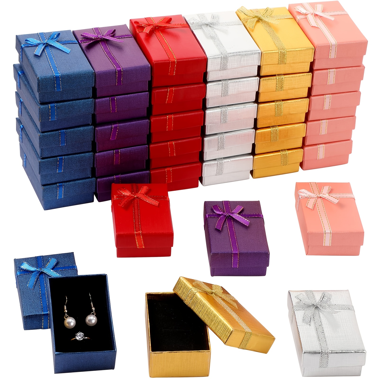 regalo para ella/él 24/36pcs cajas de regalo de papel con tapas y   para exhibición de joyas anillos, relojes, collares, aretes y pulseras cajas de regalo de joyería pequeñas cajas de empaque vacías para collares con   colgantes para pulseras aretes día de san valentín día de la  