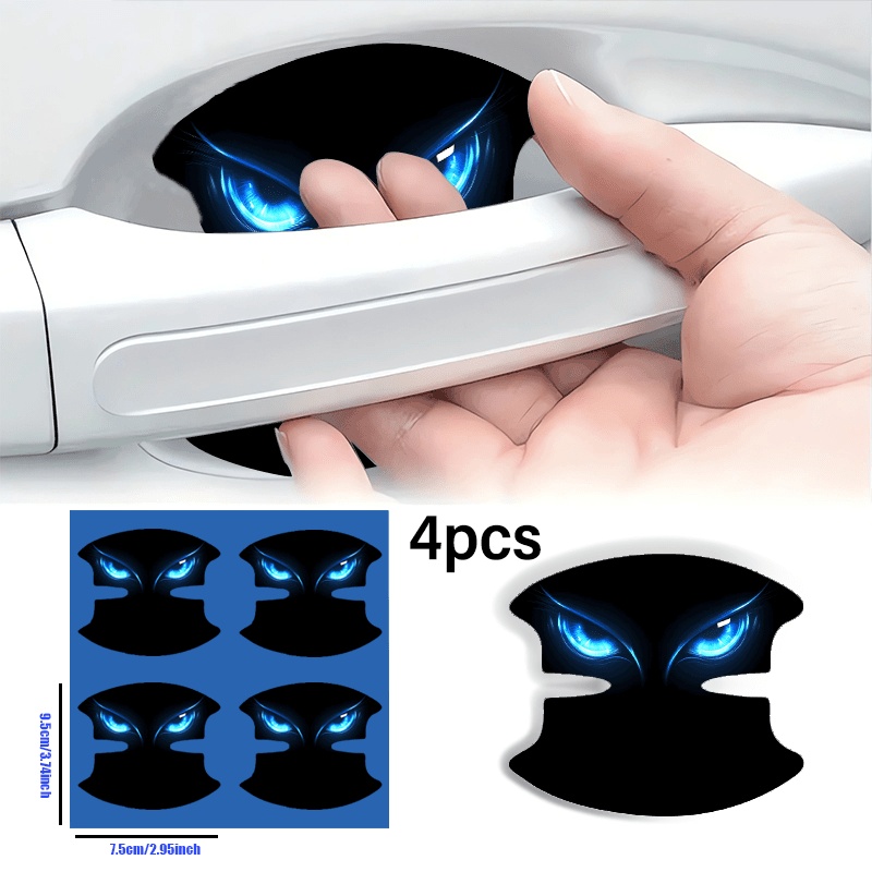 4-pack -the-dark Blue Eye Pattern Door Handle Scratch Protection Stickers, Car Handle Anti-collision Protection Stickers, Essential Door Handle Protector For Each Car