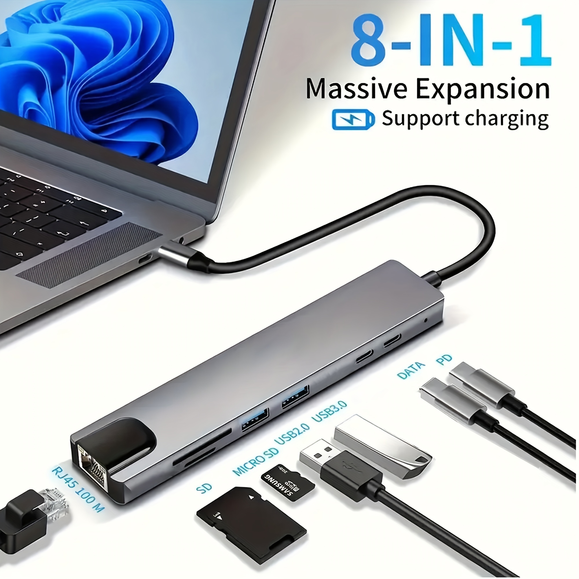 

Compact Usb-c With 4k Hdtv Output, Ethernet, Sd/tf Card Reader & Fast Charging - Versatile Adapter For Macbook, Windows Laptops & Notebooks