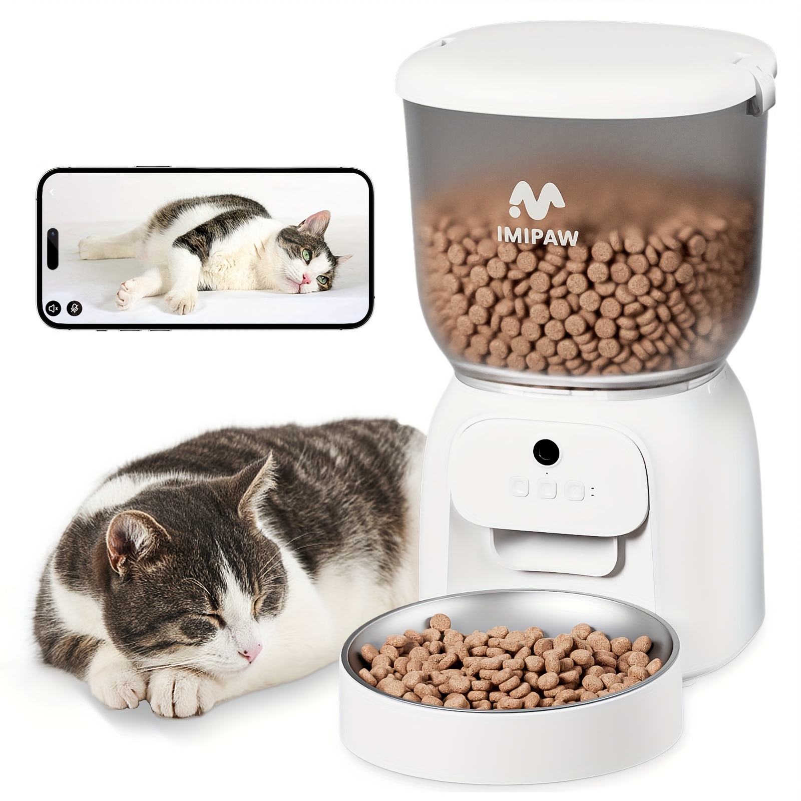 Automatic Cat Feeder Imipaw Smart Pet Food Dispenser Wi fi Temu