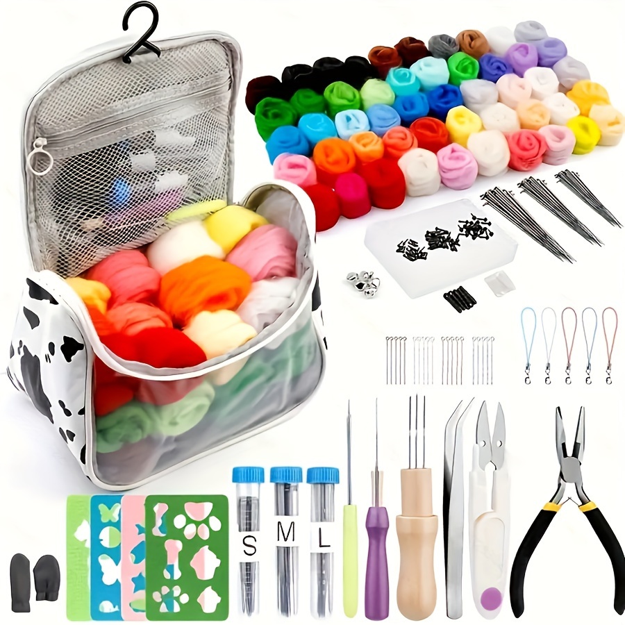 

228pcs Needle Felting Kit, 50 Colors Wool Roving, Diy Craft Set With Needles, Foam Mat, Storage Bag, Beginner's Wool Felting Tools For All Crafting