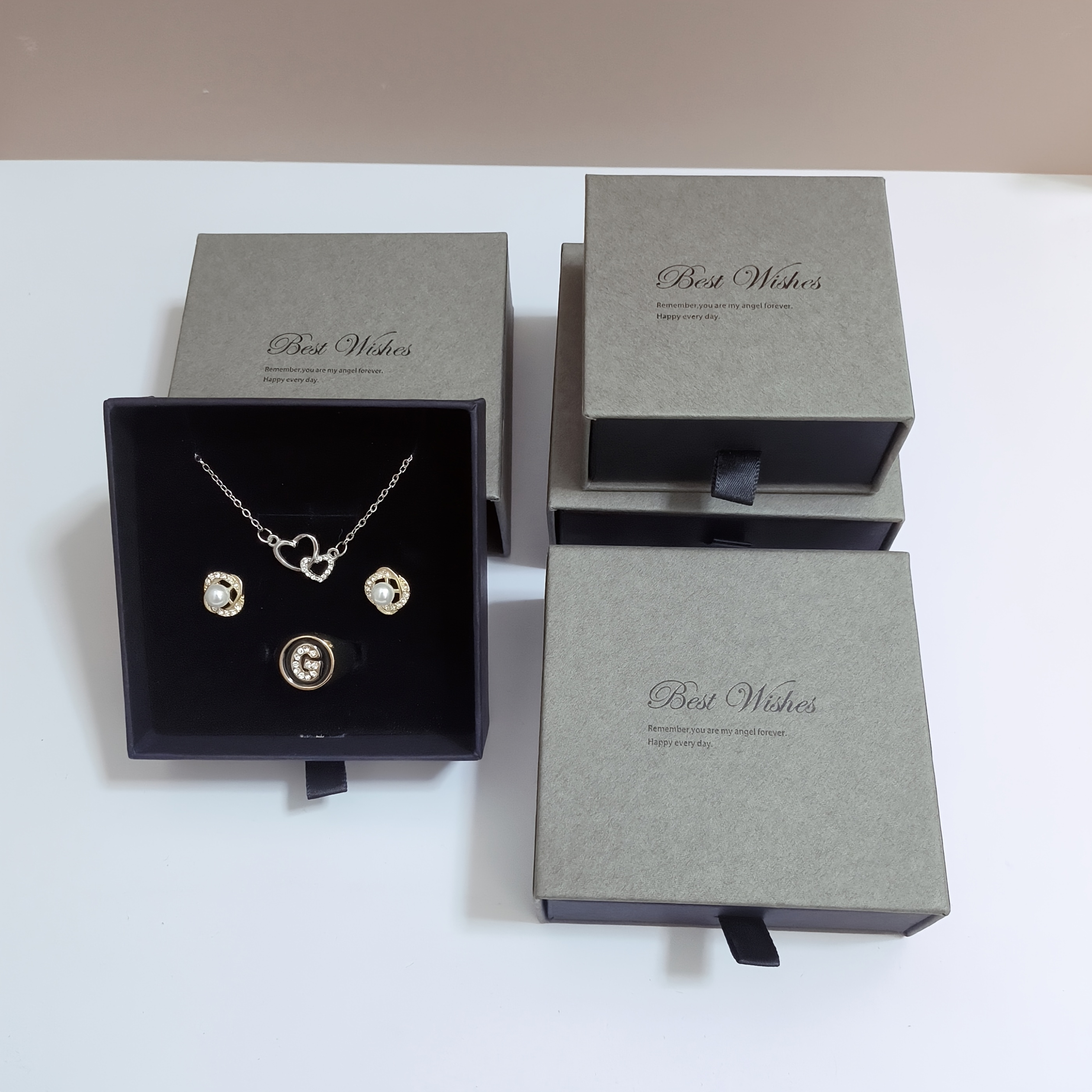 12pcs gray fashion drawer jewelry box simple and   box hard paper material can store rings earrings necklaces earrings suitable for jewelry display box gift box valentines day birthday gift Product details 0