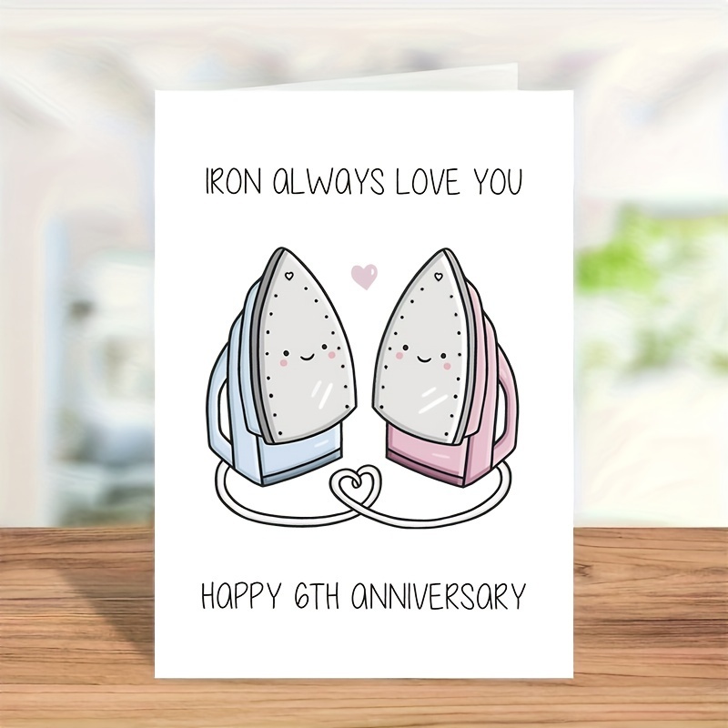 happy 6th anniversary card iron anniversary sixth wedding anniversary card greeting card including envelope 2