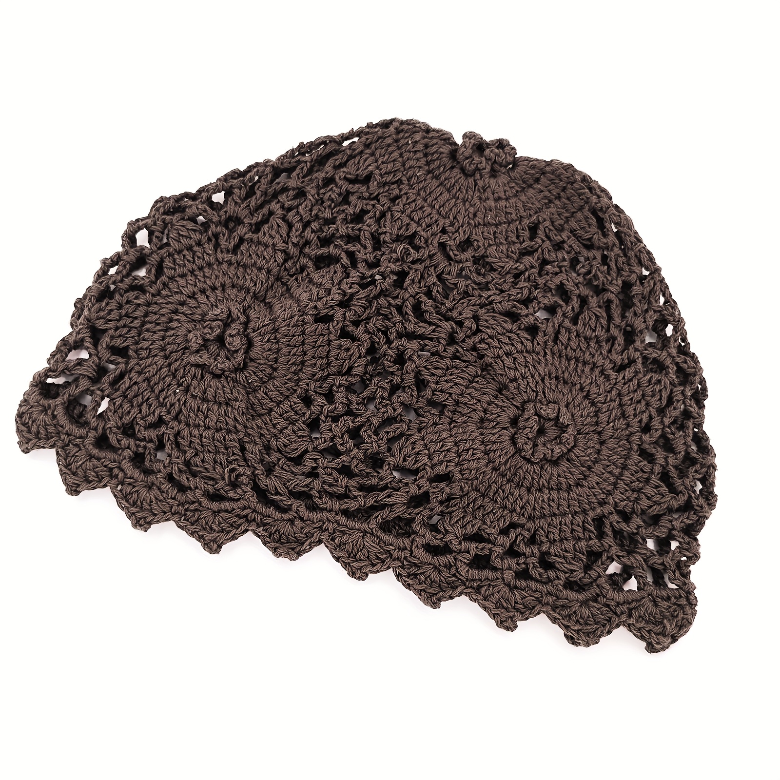TEMU 1pc Elegant Women's Crochet Beanie, Floral Embellishment, Soft Acrylic Hat, , Fashion Winter Accessory, Stylish Headwear Floral Crochet Cap