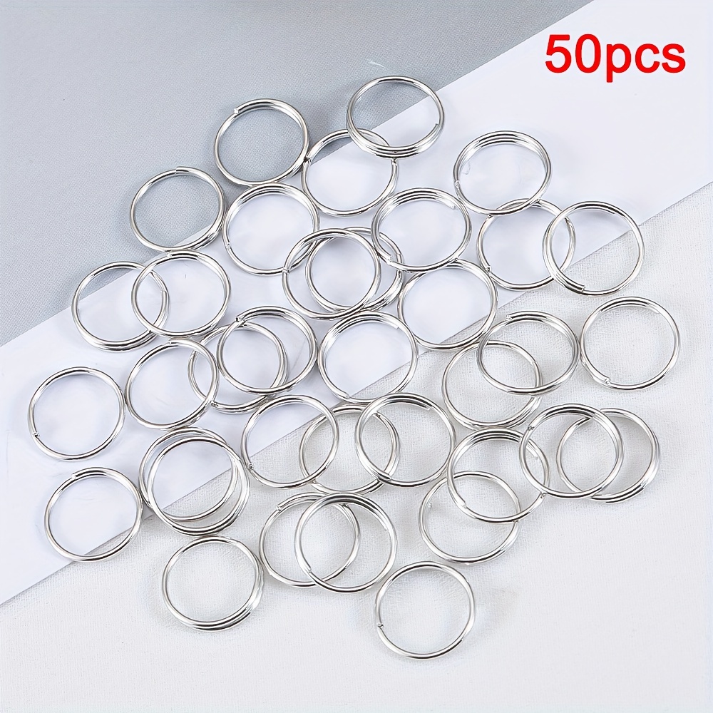 50pcs/lot Metal Keyring Blank Circle For Diy Keychain Jewelry Making 6-20mm Key Holder Split Ring Connector Accessories