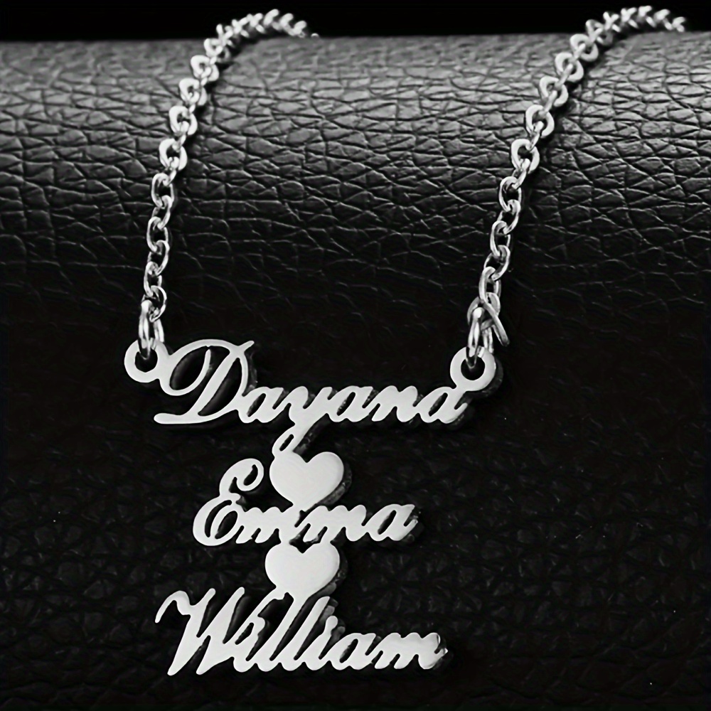 TEMU [Personalizzazione] Collana personalizzata con 2-3 nomi, ciondolo a forma di cuore, gioielli, accessorio moda, collana regalo
