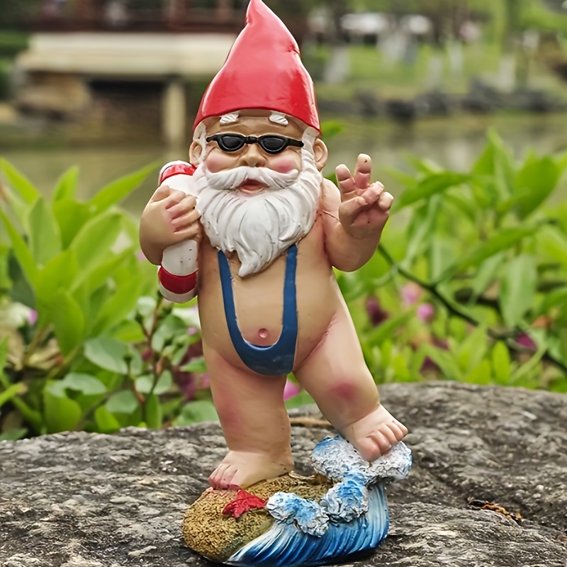 

Abs Material Swim-themed Garden Gnome Statue, Quirky Dwarf Figurine In Swimsuit, Durable Outdoor/indoor Decor Art Piece