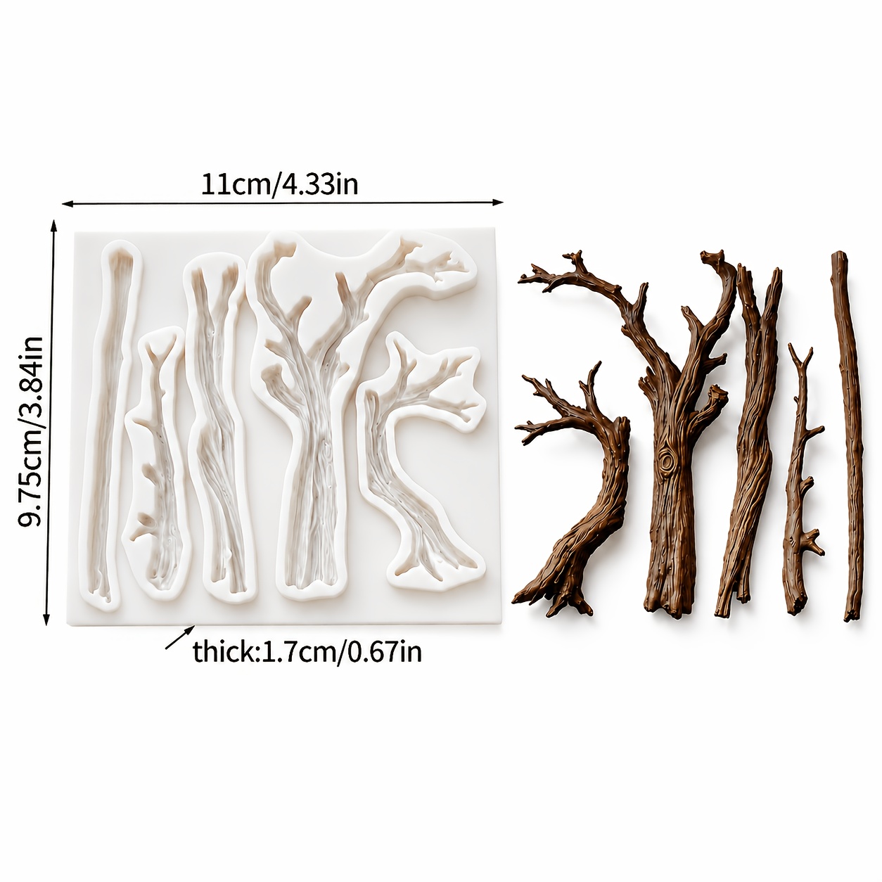 TEMU Tree Branch Silicone Mold For Miniature Landscape & Diorama, Epoxy Resin Wood Trunk Casting Mold For Clay Plaster, Fairy Garden Terrarium Diy