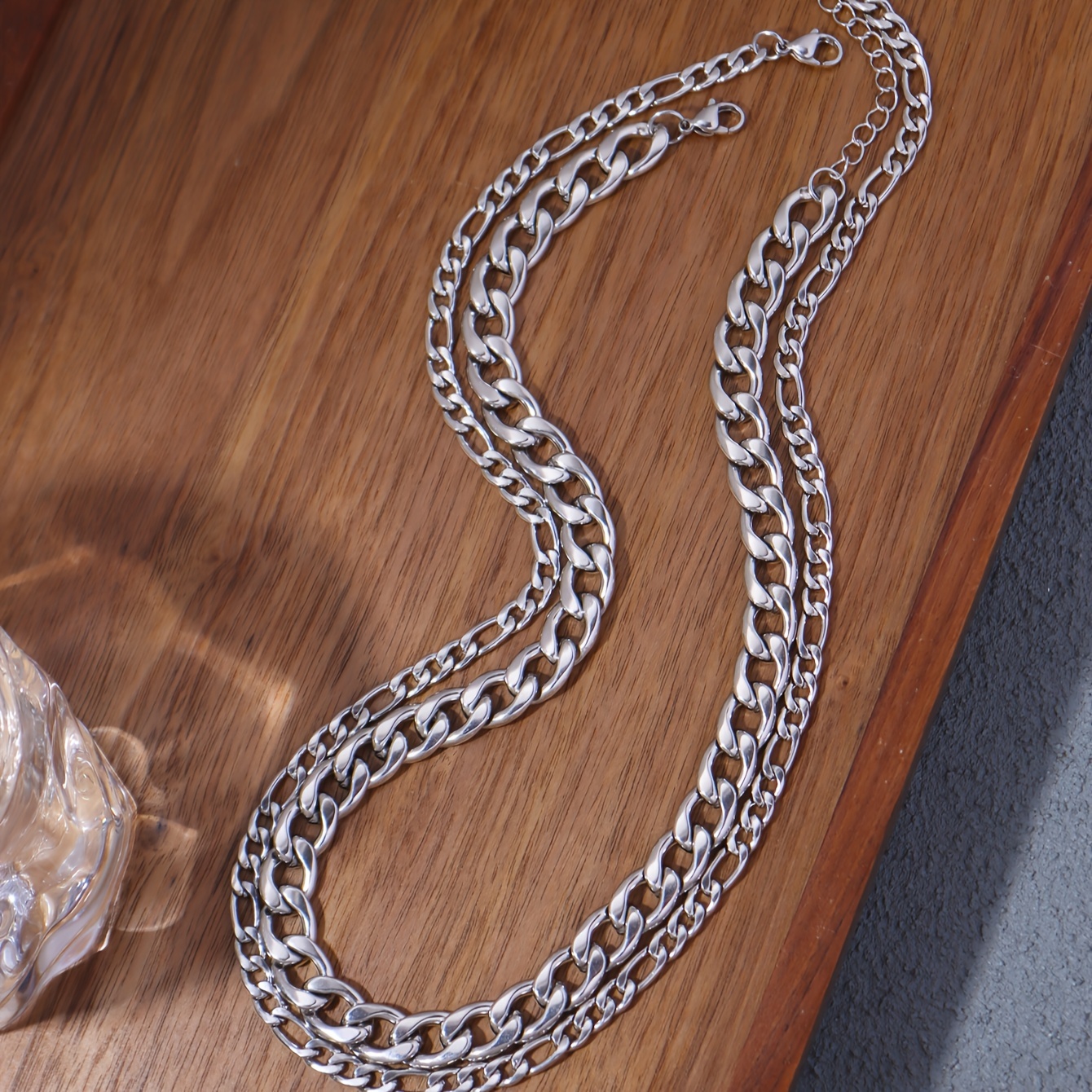 E-shop Grunge-Mode Edelstahl Chunky Chain Schichtkette Unisex Schmuck Heavy Metal