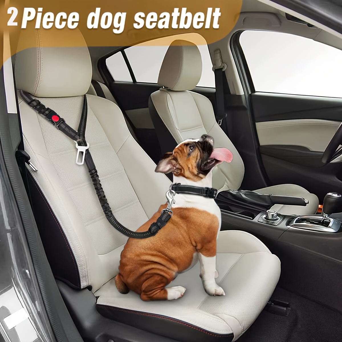 

2pcs/3pcs/set Dog Car Seat Belt Set, Adjustable Pet Seat Belt For Vehicle Headrest, Heavy Duty, Elastic & Dog Car Seat Belt