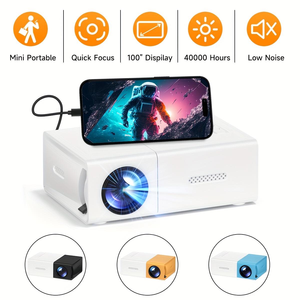 

Sgv Mini Projector, 2024 Upgraded 2000+ " Display Led Picture Video Portable Projector For Home Theater Movie & Outdoor Camping, And Office Use Compatible With Usb, Av Perfermence