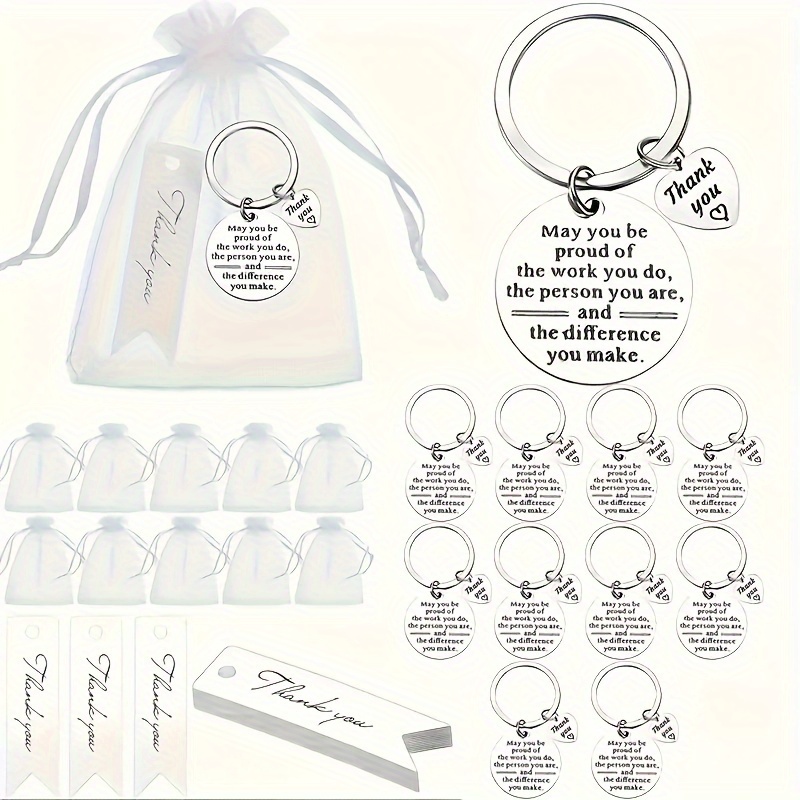 TEMU Gift For Her/him 30pcs Gift Set: Employee Appreciation Gifts For Colleagues And Teachers - Includes 10 White Organza Bags, 10 Engraved Stainless