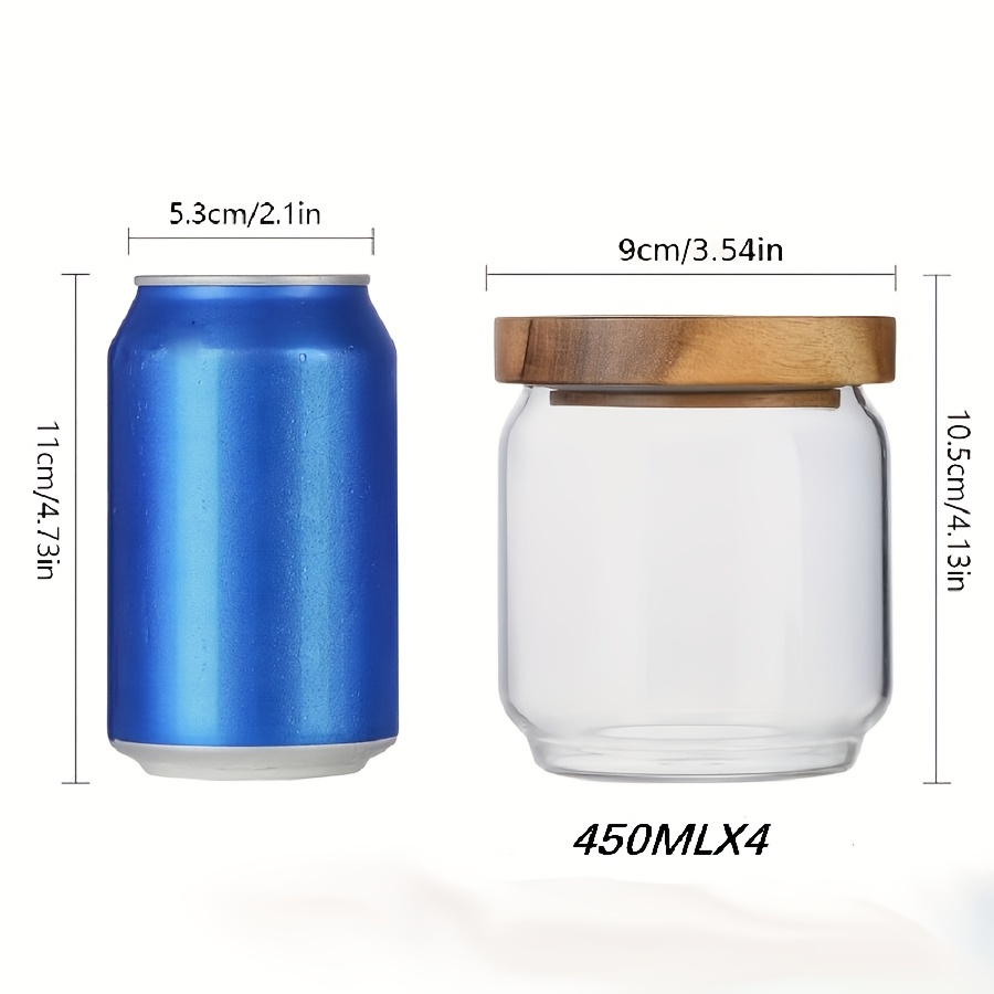 4-size Glass Jar Set Glass Food Storage Container Set, Glass Storage Containers With Airtight Bamboo Lids, Kitchen Glass Jars For Coffee, Flour, Sugar, Candy, Spices
