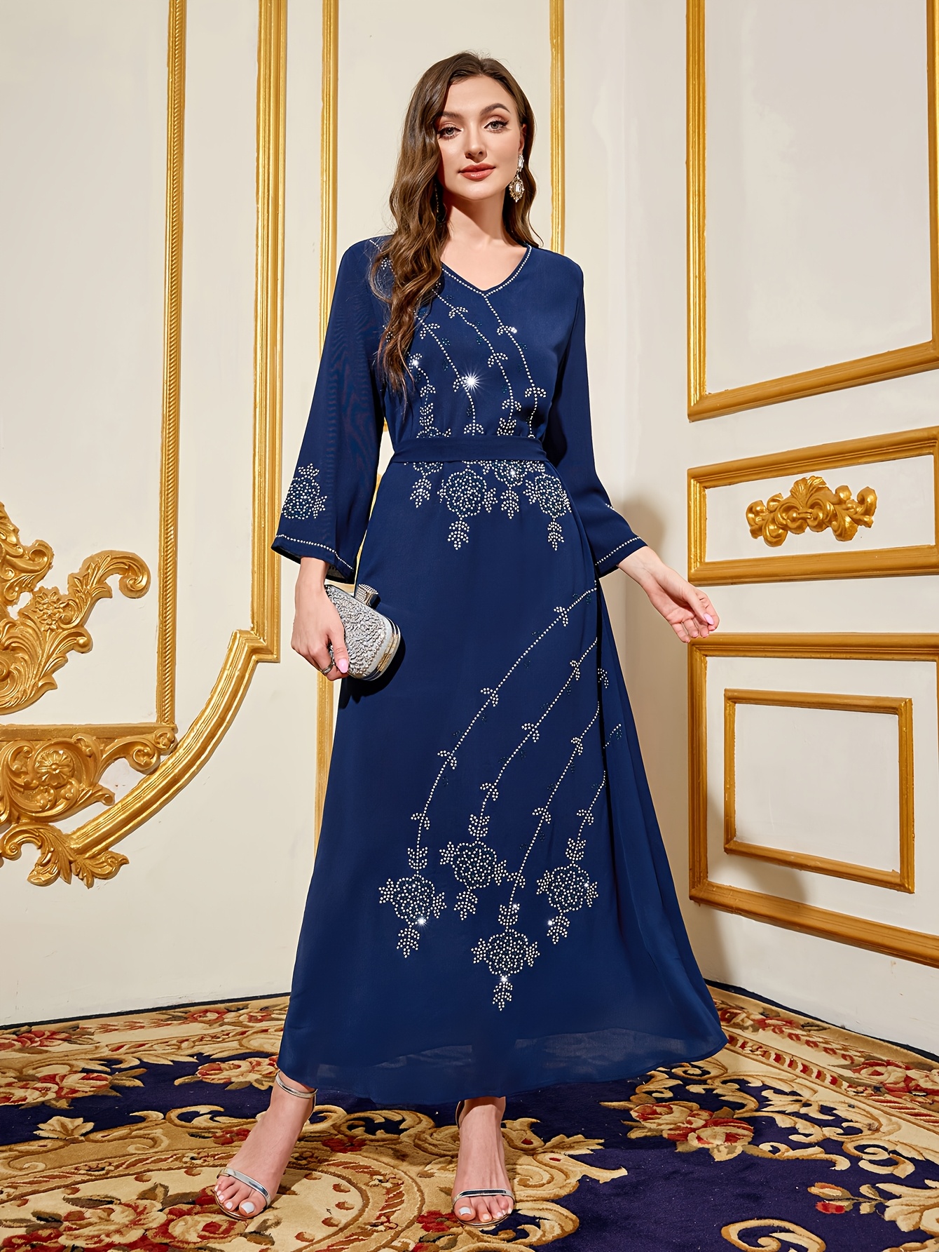 2025 style blue long sleeve v neck - Temu Ireland