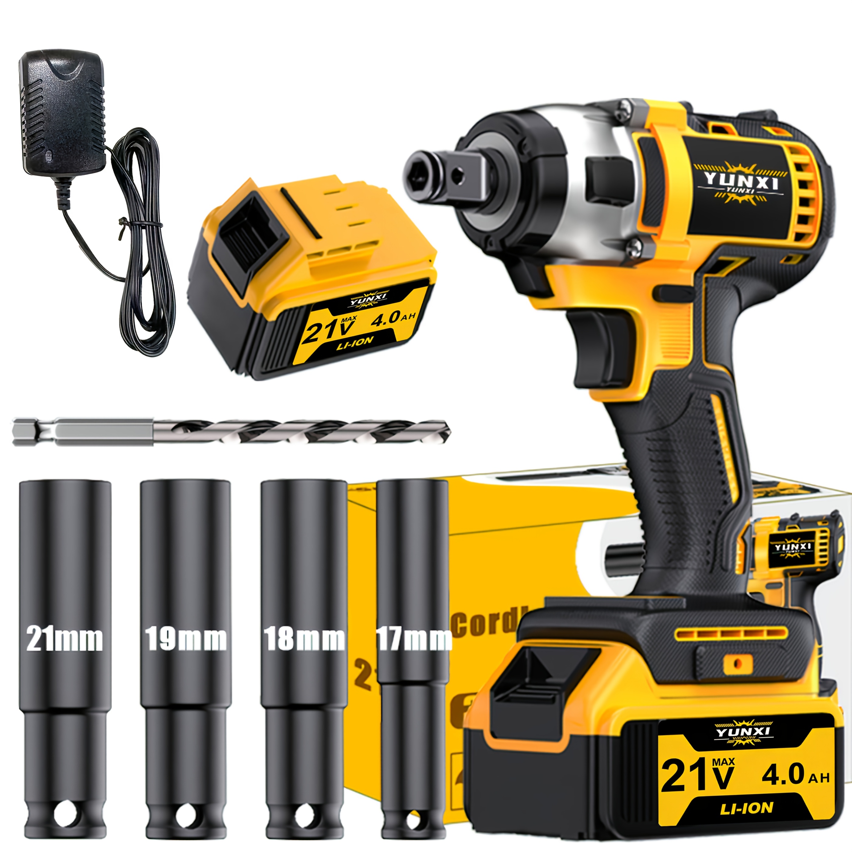 TEMU New Brushless Lithium-ion Electric Wrench, Wireless Impact Wrench, Rechargeable Impact Wrench, Equipped With Socket, Perfect For Car Tool