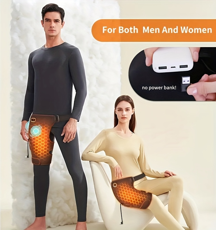 Usb-Powered Heated Hip Support, Featuring Thermal Compression And Vibration Massage for The Thigh Area, Designed to Wrap Around The Hip (Single Unit)