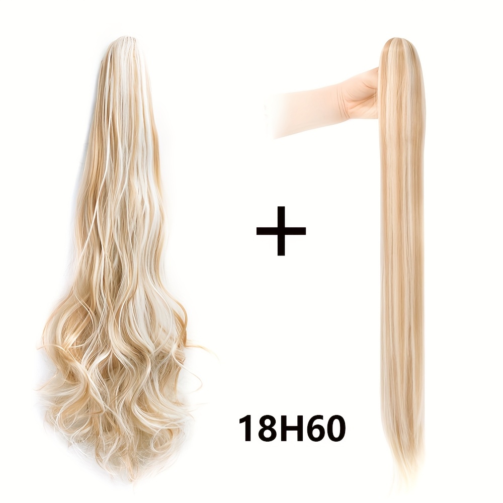 Wavy Ponytail Hair Piece With Claw Clip - Heat Resistant Synthetic Hair Extension, 22"