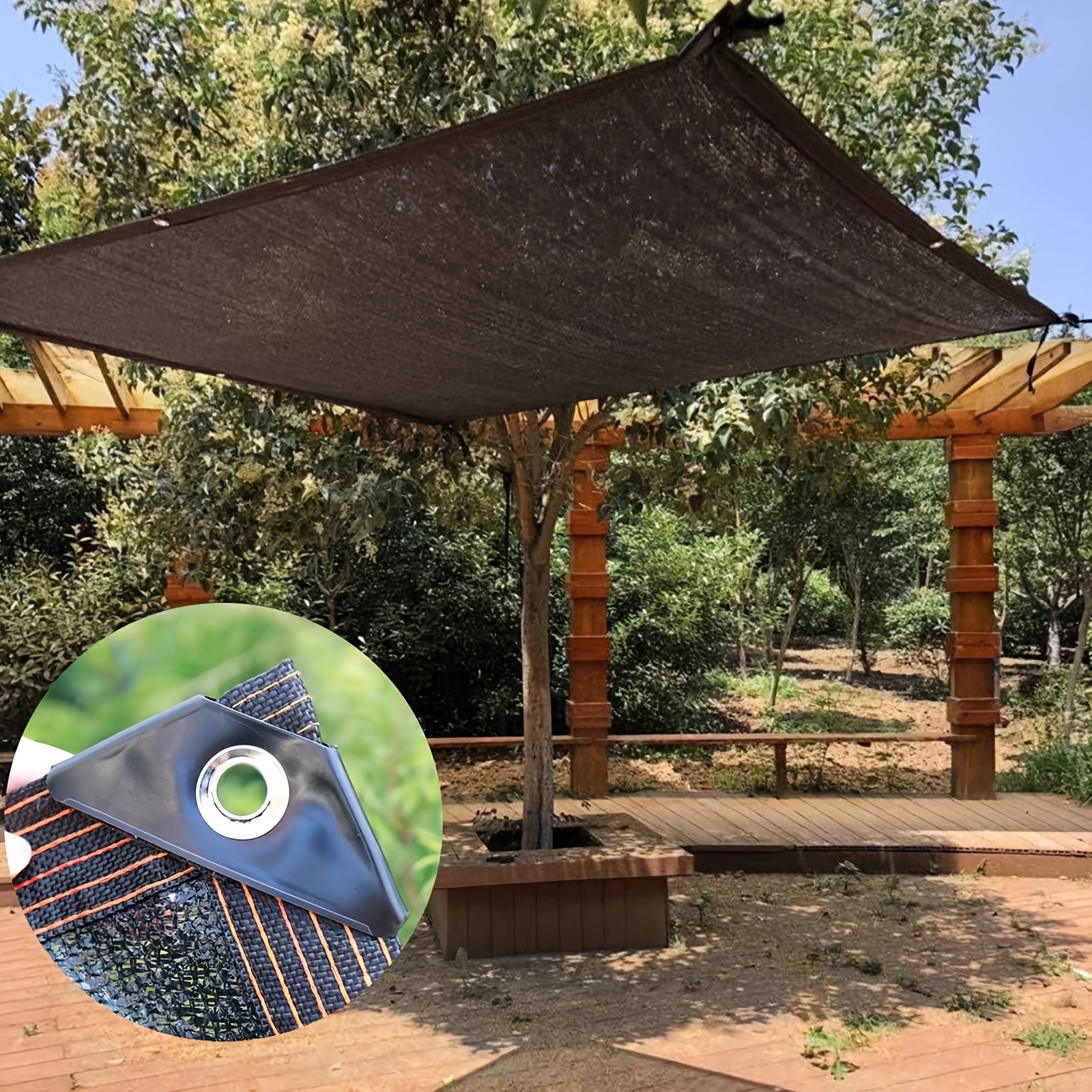 TEMU 10x20ft Heavy-duty 70% Blackout Shade Cloth With Grommets & Taped Edges - 71-80% Light Blocking Durable Mesh Tarp For Greenhouse, Garden, Patio,