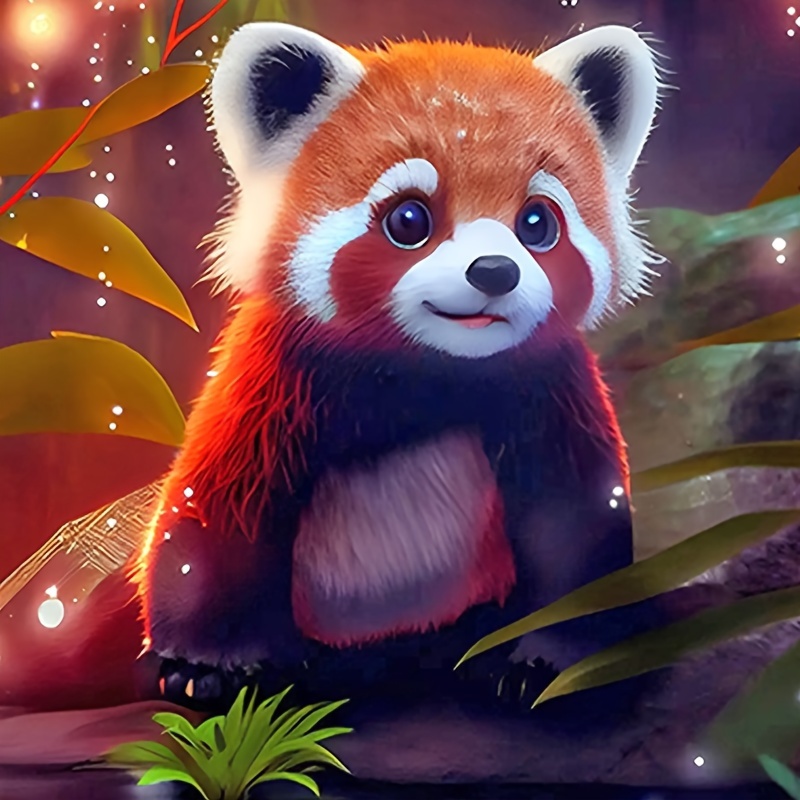 

1pc Red Panda Pattern Rhinestone Painting Set, 5d Diy Acrylic Full Round Rhinestone Inlaid Painting Paint By Number, Handmade Set, Holiday Party Decorations Frameless (20x20cm/7.87x7.87inch)