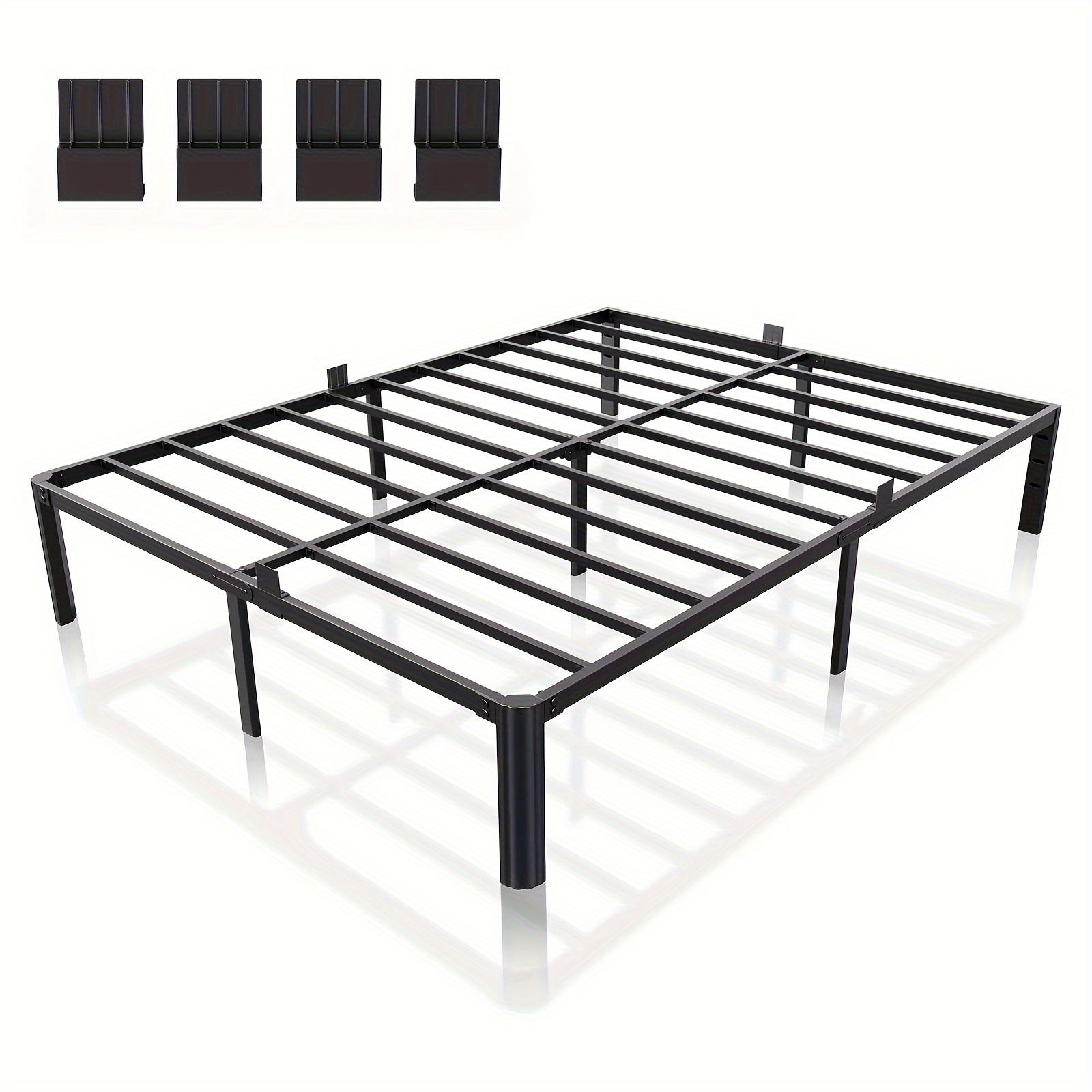 

Xukil14 Inch Metal Bed Frame, Upgraded Version With Rounded Corners And Headboard Holes Mattress Holder 3500lbs Heavy-duty , For Box , , Easy To