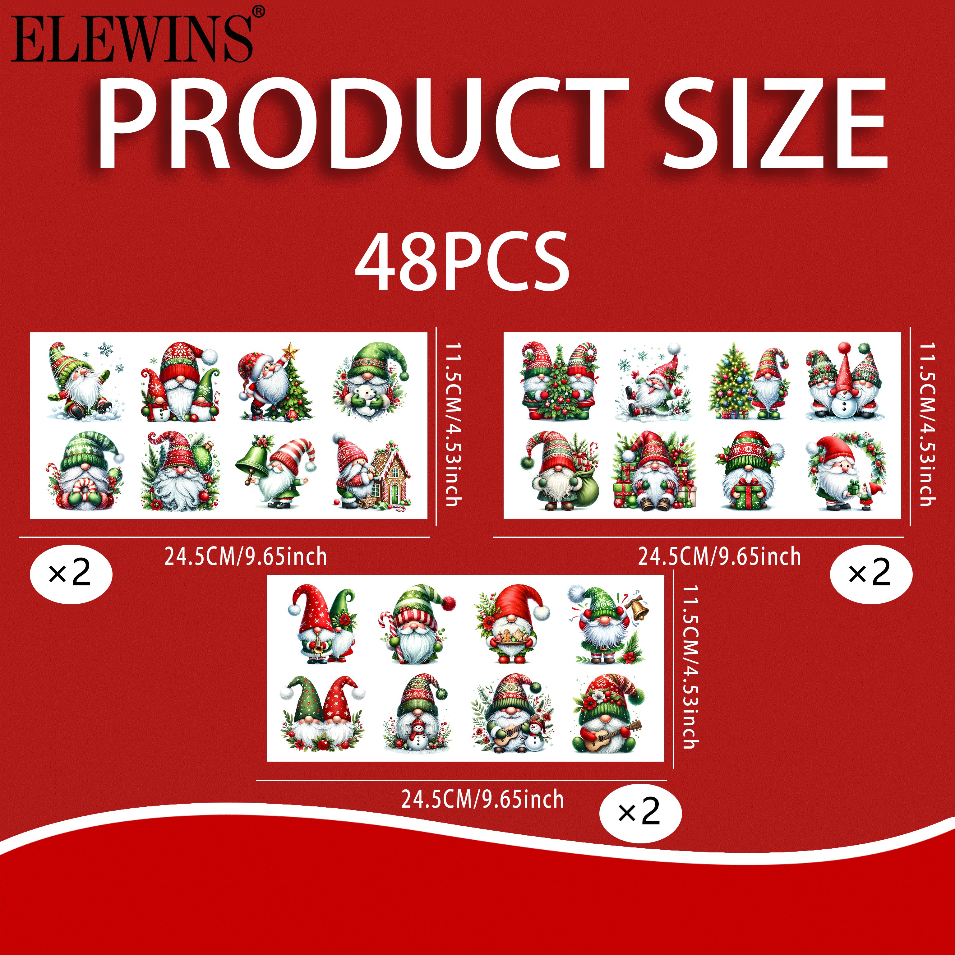 Image of 48pcs Traditional Christmas Gnomes Christmas Ornament Uv Dtf Stickers - & Scratch- Vinyl Decals For Diy Crafts, Christmas Decorations, Teacher Gift, Mom Gift.