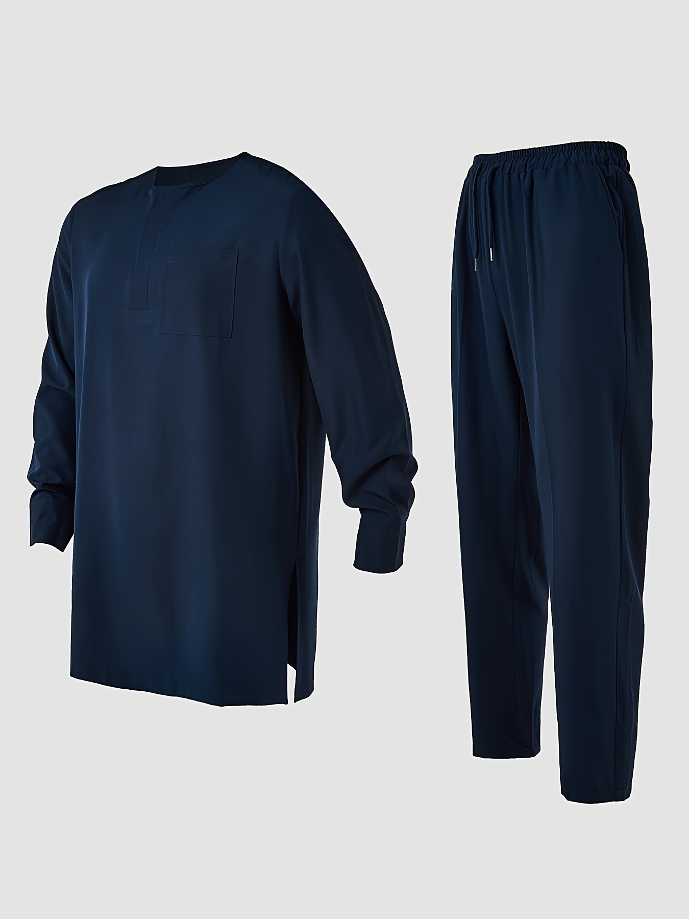 Men's Agbada 3pcs Set, Embroidered Pattern, Crew Neck, Hidden Buttons, Slit Hem with Pockets, Ethnic Pattern Robe, Long-Sleeve Shirt, Drawstring Elastic Waist Pants, Suitable for Banquets, Birthdays, Gatherings, Weddings, Holiday Celebrations, Dates