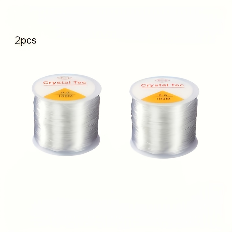 TEMU 2pcs Wear-resistant Clear Crystal Elastic Cord, String, Durable Elastic Beading Thread, Wear-resistant And Tensile Beading String, Braiding Hand