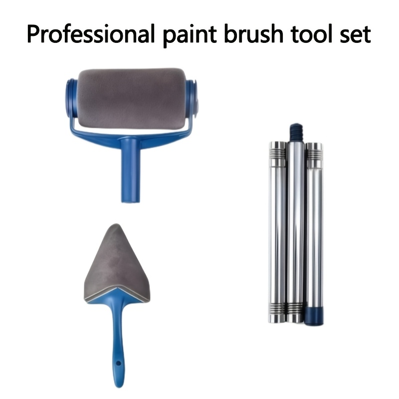 TEMU Kit rullo per pittura multifunzionale da 1 set - Pennello a rullo + di prolunga a 3 sezioni + pennello triangolare per fessure, testina a setole