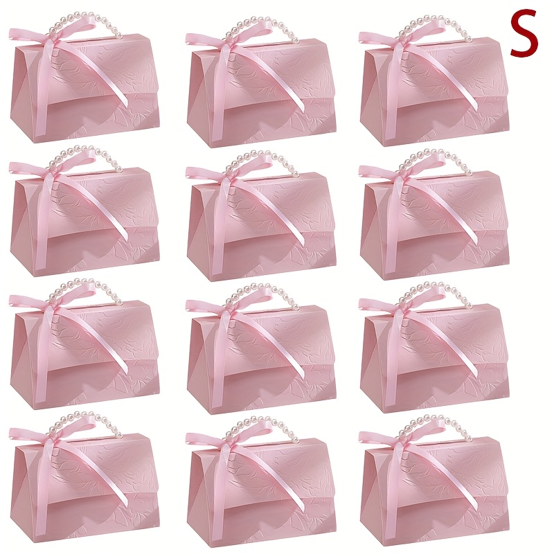 E-shop 12 Stück Perlen-Griff Geschenkbox, Ideal für Hochzeit, Geburtstag andere Anlässe – Blumenmuster Tragbare Papier-Geschenktüte, Weihnachten,
