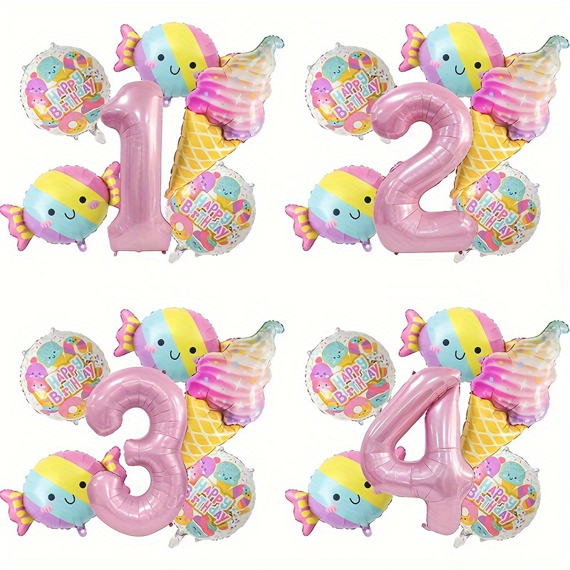 

Festive Birthday Party Decorations: 32 Inch Pink Number Balloons, Ice Cream, Candy, And More - Perfect For Indoor And Outdoor Celebrations