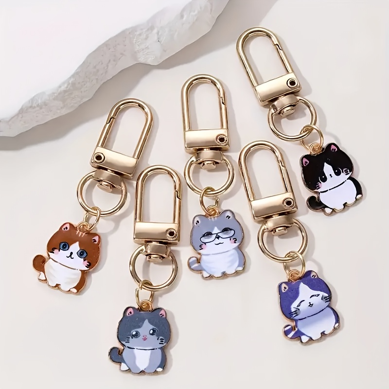 

5pcs Cute Keychain Set - Zinc Alloy Animal Charms For Bags & Keys, Perfect Birthday Gift For Women And Girls