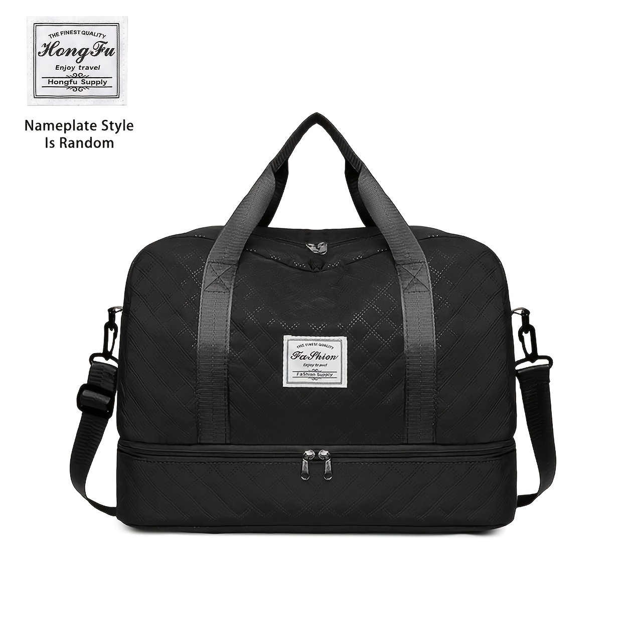 TEMU Luxurious Oversized Duffel Bag - Stylish And Durable With Compartment, Multi-functional Carry, Dry Wet & Handy Side Pockets For Travel And Gym