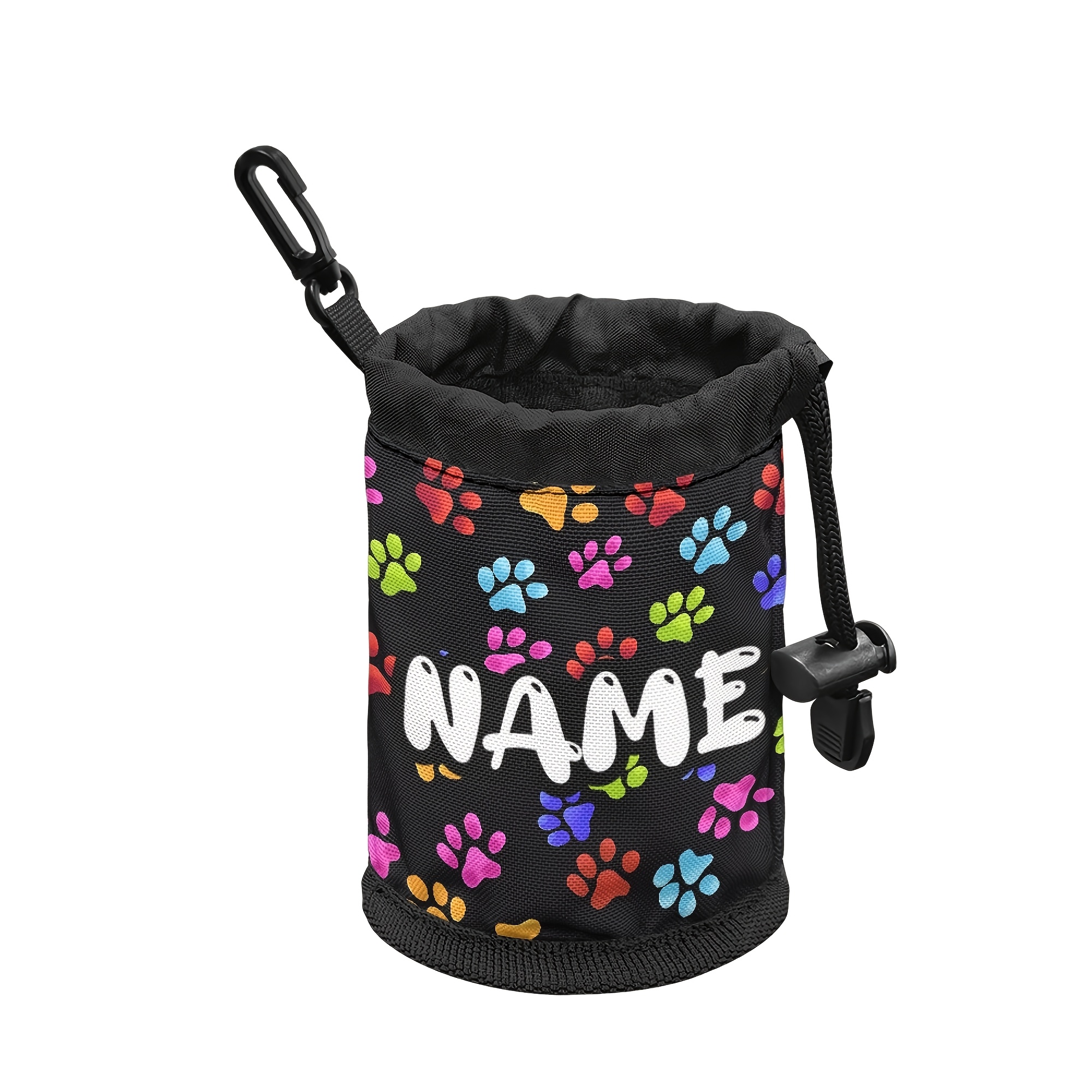 TEMU 1pc Pzuqiu Personalized Dog & Training Pouch With Name/text - Paw Print Treat Bag, Drawstring & Closure, Portable Pet Training Aid For Dogs Cats
