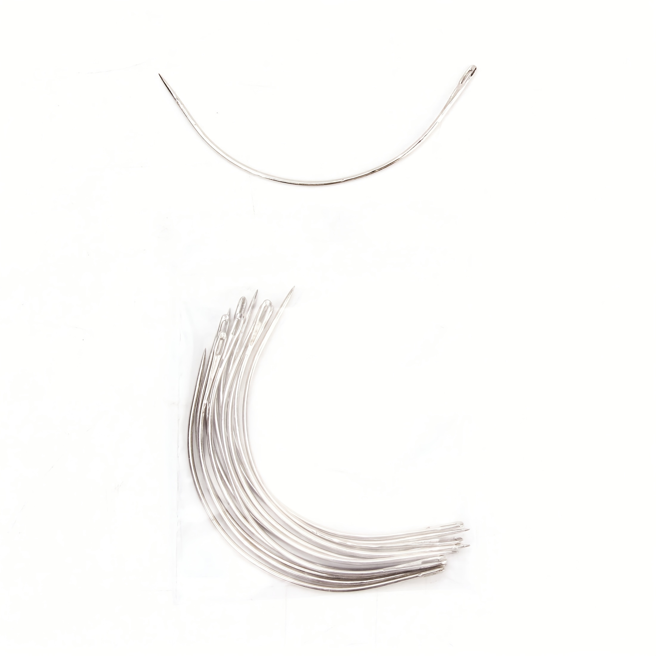 TEMU 12pcs/pack Curved Needle For Weaving Cap Wigs Needles For Hair Extensions 6cm/9cm C-type Sewing Tools