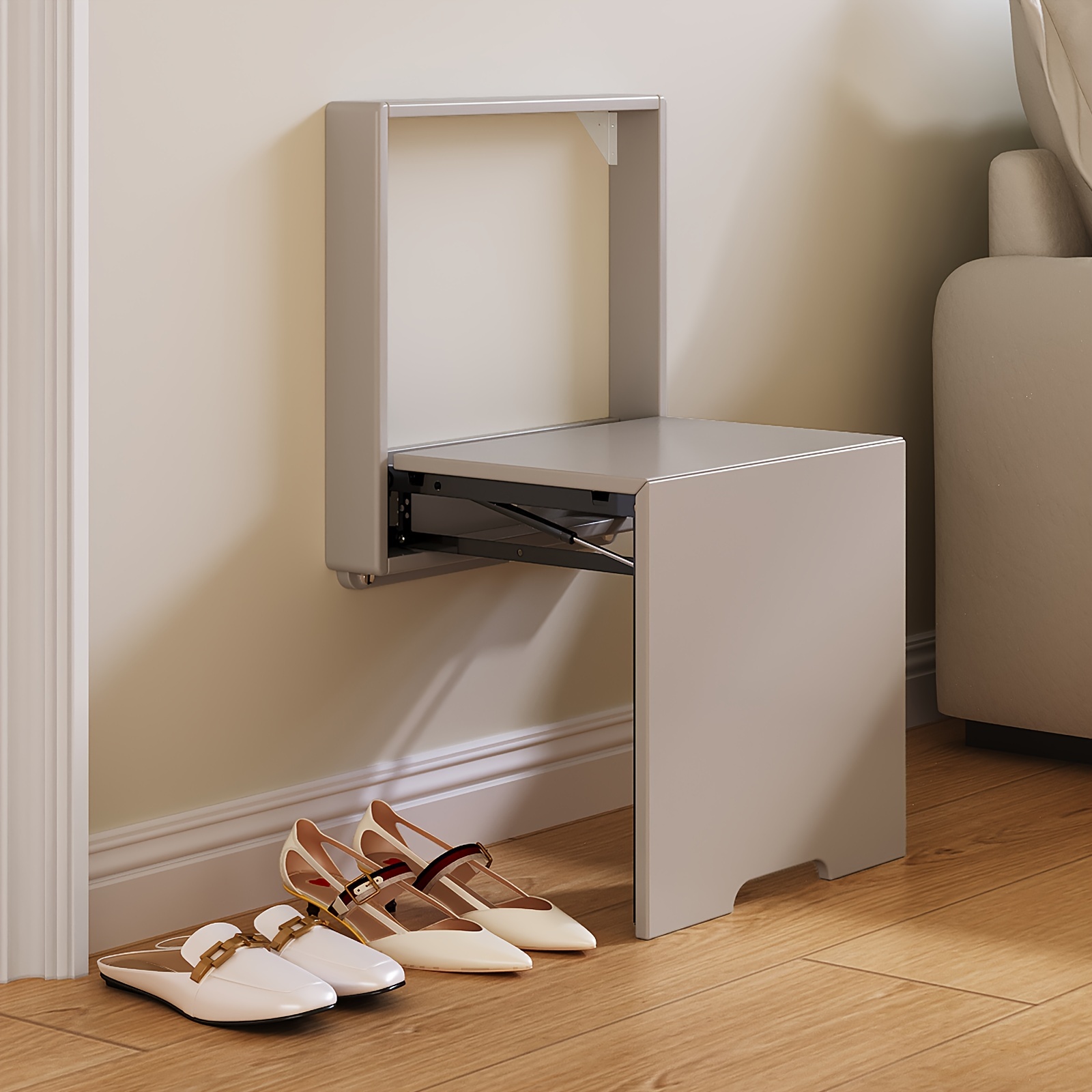 

Entryway Shoe Stool Wall-mounted Shoe Bench, Square Shoe Bench Seat, Saving Space Is Easy To Assemble, Suitable For Porch Corridor Hall