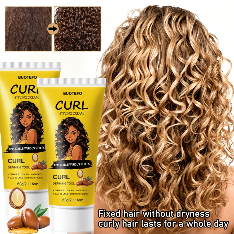 TEMU [instant Setting] 12-in-1 Moroccan Argan Oil Styling Cream 2pcs, Containing Argan Oil, Castor Oil And Natural Hair Care Ingredients, Fresh And